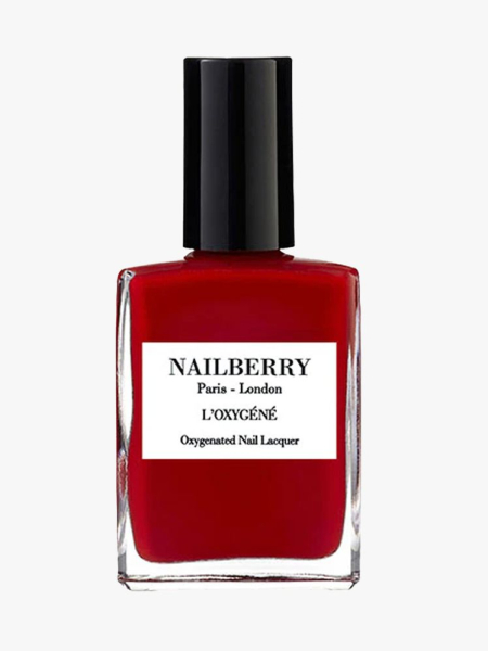 Nailberry Nail Polish in Rouge in branded component on a light gray background